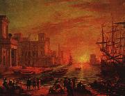 Claude Lorrain Seaport at Sunset painting